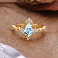 Vintage Luxe Kite-Cut Aquamarine Engagement Ring