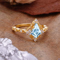 Vintage Luxe Kite-Cut Aquamarine Engagement Ring