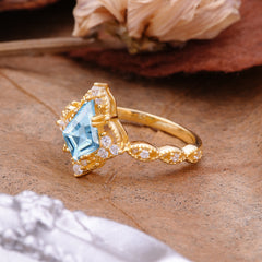 Vintage Luxe Kite-Cut Aquamarine Engagement Ring