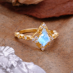 Vintage Luxe Kite-Cut Moonstone Engagement Ring