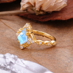 Vintage Luxe Kite-Cut Moonstone Engagement Ring