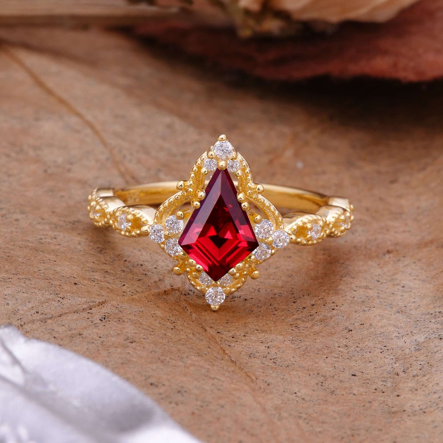Vintage Luxe Kite-Cut Ruby Engagement Ring