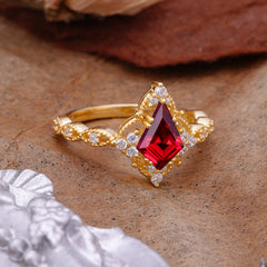Vintage Luxe Kite-Cut Ruby Engagement Ring