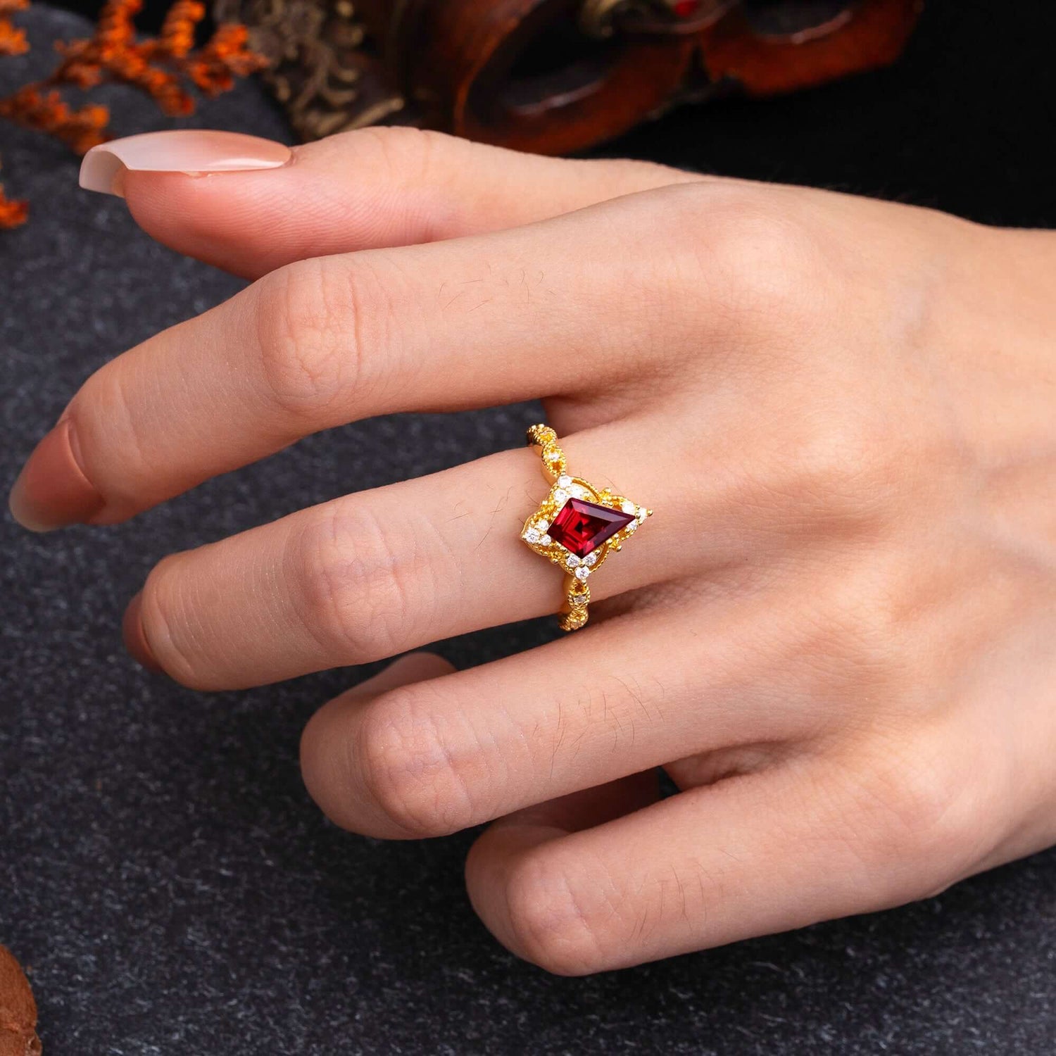Vintage Luxe Kite-Cut Ruby Engagement Ring