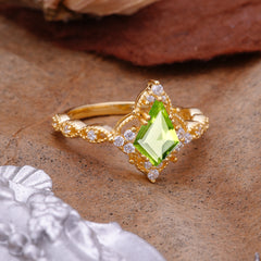 Vintage Luxe Kite-Cut Peridot Engagement Ring