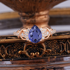 Luxury 4-Prong Pear-Shaped Tanzanite Wedding Ring
