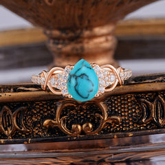 Luxury 4-Prong Pear-Shaped Turquoise Wedding Ring