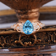 Luxury 4-Prong Pear-Shaped Aquamarine Wedding Ring