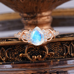 Classic Pear Shaped Natural Moonstone Engagement Ring/Promise Ring