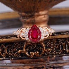 Luxury 4-Prong Pear-Shaped Ruby Wedding Ring