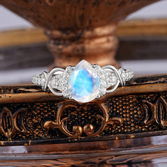 Classic Pear Shaped Natural Moonstone Engagement Ring/Promise Ring
