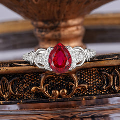 Luxury 4-Prong Pear-Shaped Ruby Wedding Ring
