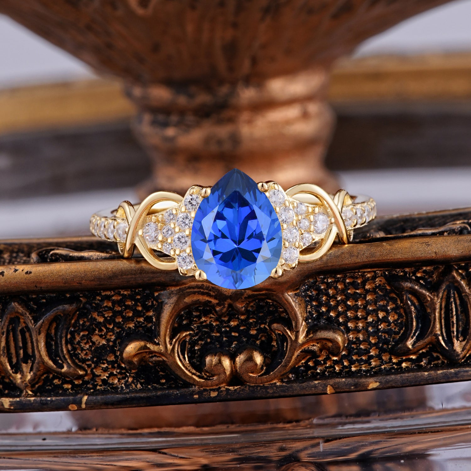Luxury 4-Prong Pear-Shaped Sapphire Engagement Ring