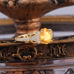 Luxury 4-Prong Pear-Shaped Citrine Wedding Ring