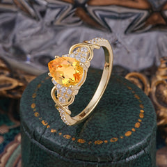 Luxury 4-Prong Pear-Shaped Citrine Wedding Ring