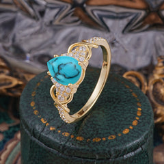 Luxury 4-Prong Pear-Shaped Turquoise Wedding Ring