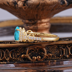 Luxury 4-Prong Pear-Shaped Turquoise Wedding Ring