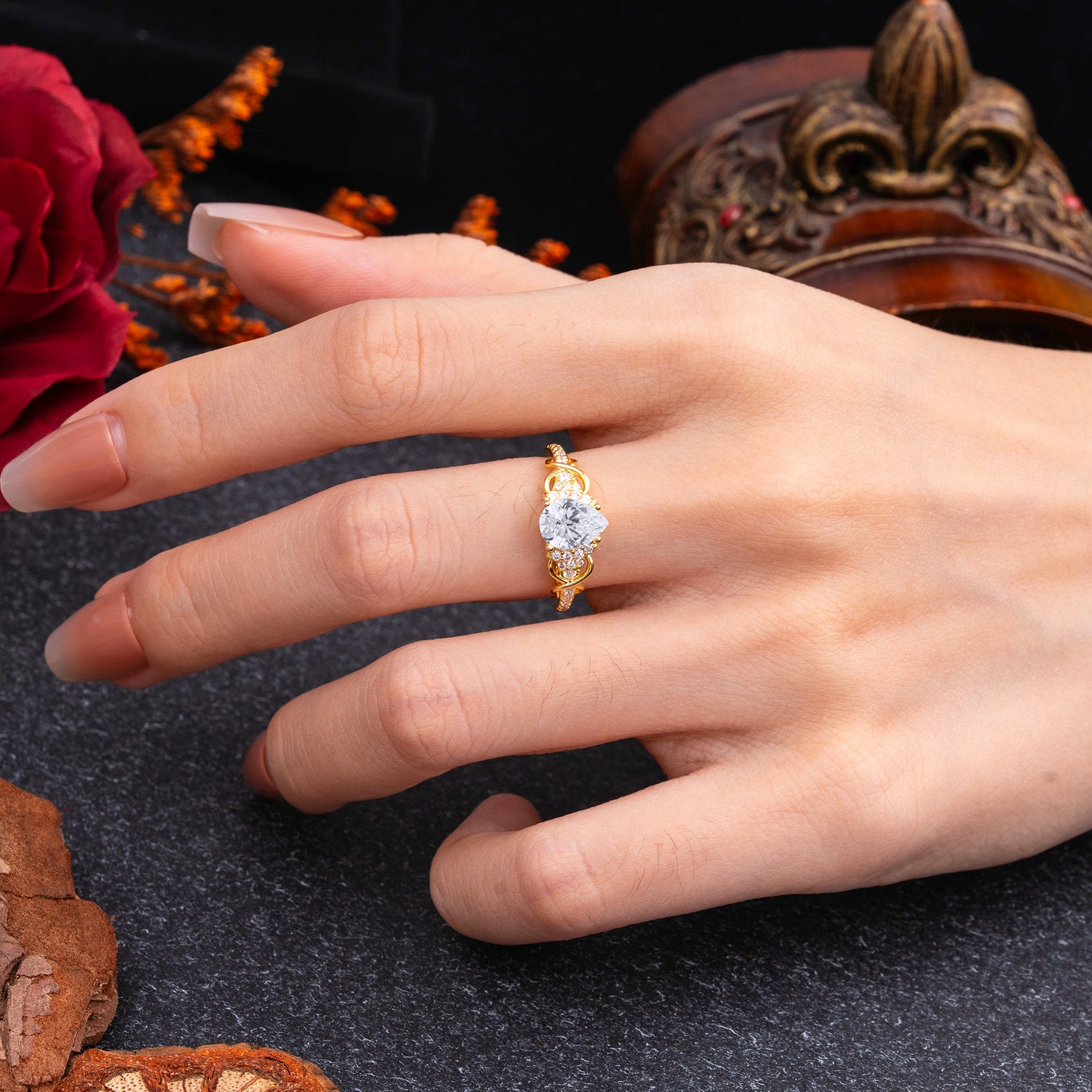 Luxury 4-Prong Pear-Shaped Lab Diamond Engagement Ring