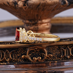 Luxury 4-Prong Pear-Shaped Garnet Wedding Ring