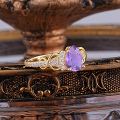 Luxury 4-Prong Pear-Shaped Amethyst Wedding Ring