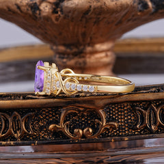 Luxury 4-Prong Pear-Shaped Amethyst Wedding Ring