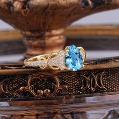 Luxury 4-Prong Pear-Shaped Aquamarine Wedding Ring