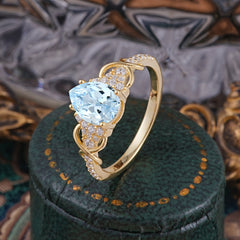 Luxury 4-Prong Pear-Shaped Aquamarine Wedding Ring