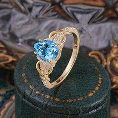 Luxury 4-Prong Pear-Shaped Aquamarine Wedding Ring