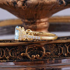 Luxury 4-Prong Pear-Shaped Aquamarine Wedding Ring