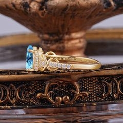 Luxury 4-Prong Pear-Shaped Aquamarine Wedding Ring