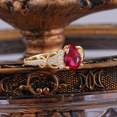 Luxury 4-Prong Pear-Shaped Ruby Wedding Ring
