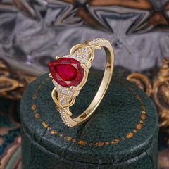 Luxury 4-Prong Pear-Shaped Ruby Wedding Ring
