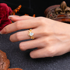 Nature-Inspired 6-Prong Teardrop Moissanite Engagement Ring