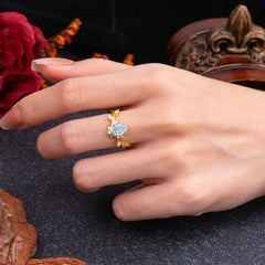 Nature-Inspired 6-Prong Teardrop Aquamarine Engagement Ring