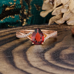 Timeless Vintage 4-Prong Pear-Cut Garnet Engagement Ring