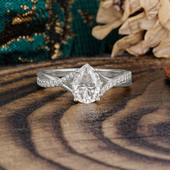 Timeless Vintage 4-Prong Pear-Cut Moissanite Engagement Ring