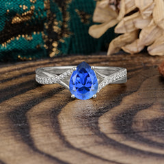 Timeless Vintage 4-Prong Pear-Cut Sapphire Engagement Ring