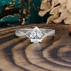 Timeless Vintage 4-Prong Pear-Cut Lab Diamond Engagement Ring