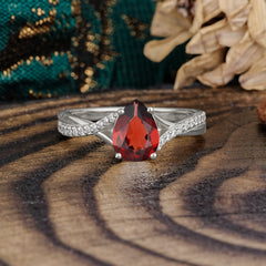 Timeless Vintage 4-Prong Pear-Cut Garnet Engagement Ring