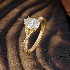 Timeless Vintage 4-Prong Pear-Cut Moissanite Engagement Ring