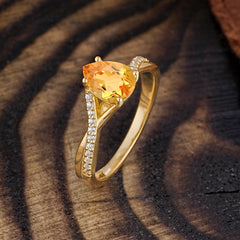 Timeless Vintage 4-Prong Pear-Cut Citrine Engagement Ring