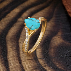 Timeless Vintage 4-Prong Pear-Cut Turquoise Engagement Ring