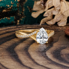 Timeless Vintage 4-Prong Pear-Cut Lab Diamond Engagement Ring