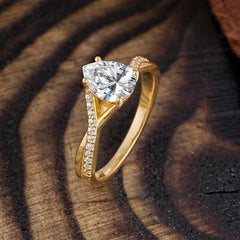 Timeless Vintage 4-Prong Pear-Cut Lab Diamond Engagement Ring
