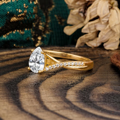 Timeless Vintage 4-Prong Pear-Cut Lab Diamond Engagement Ring