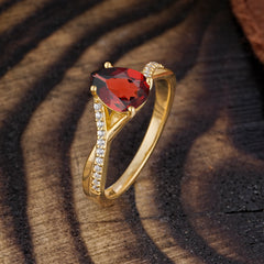 Timeless Vintage 4-Prong Pear-Cut Garnet Engagement Ring