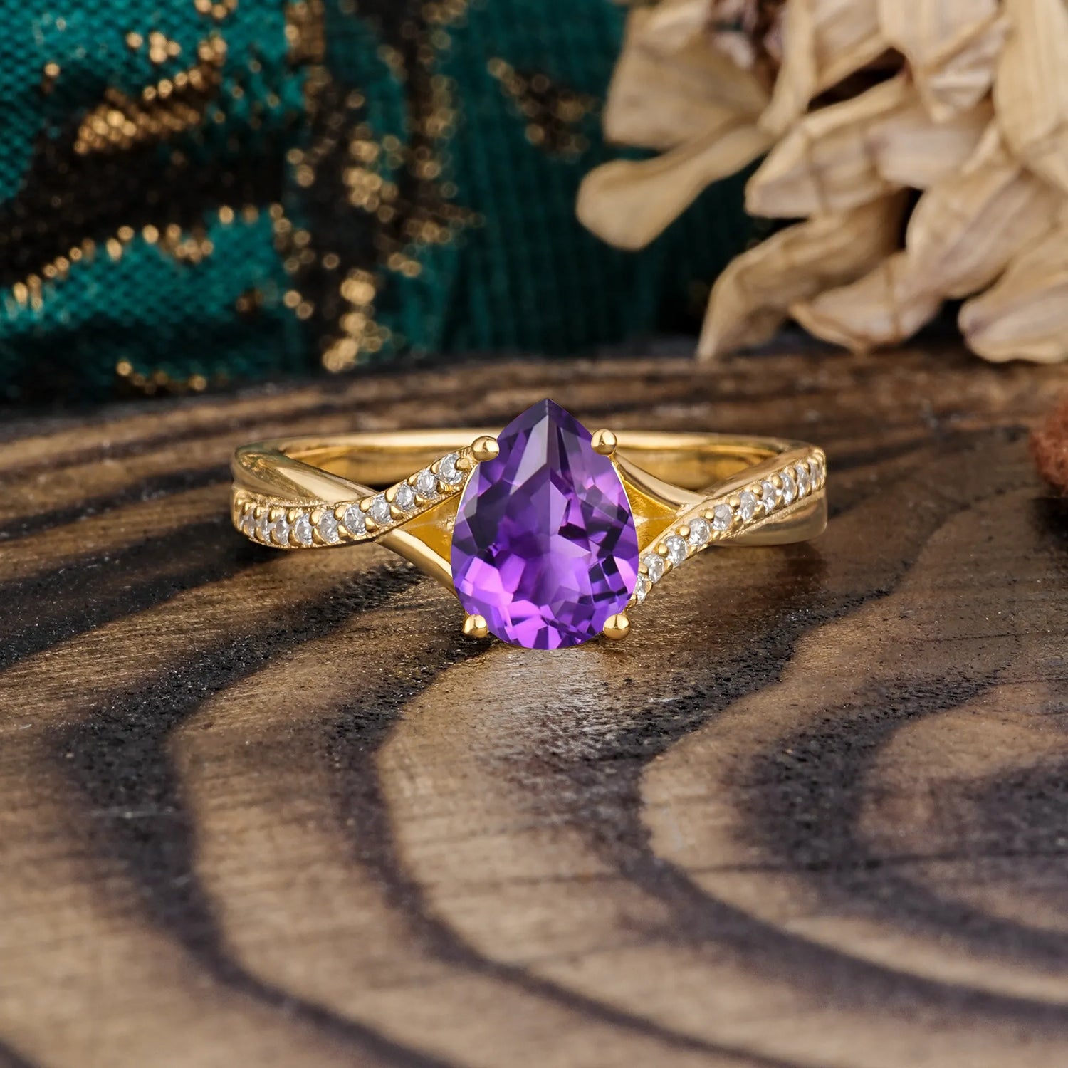 Timeless Vintage 4-Prong Pear-Cut Amethyst Engagement Ring