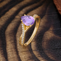 Timeless Vintage 4-Prong Pear-Cut Amethyst Engagement Ring