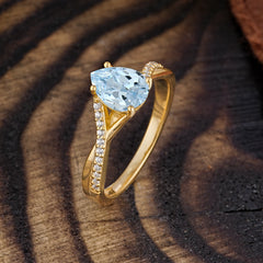 Timeless Vintage 4-Prong Pear-Cut Aquamarine Engagement Ring