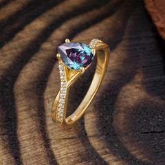 Timeless Vintage 4-Prong Pear-Cut Alexandrite Engagement Ring